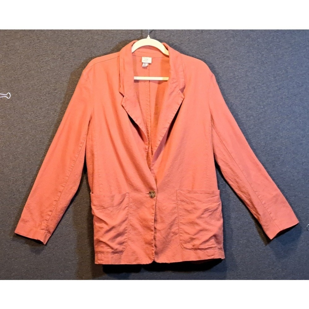 A New Day Womens Coral Linen Blend Single Button Blazer Jacket XL RN17730